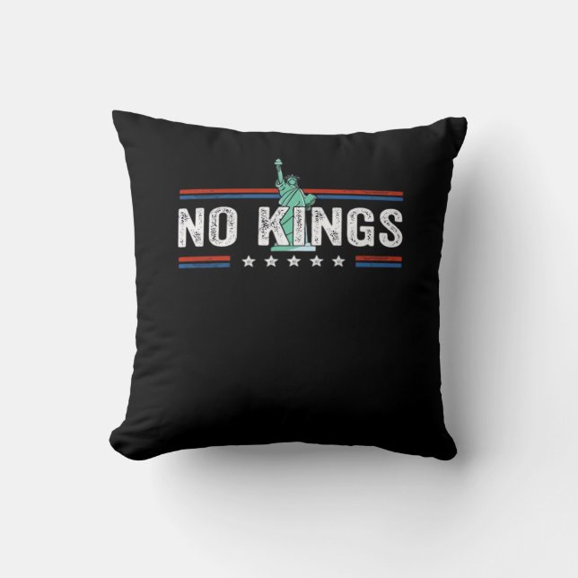 No Kings Day Retro Graphic Throw Pillow (Front)