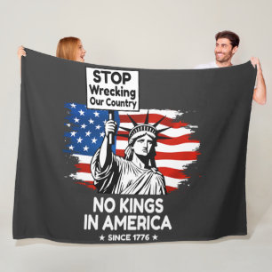 No Kings Day – Stop Wrecking Our Country Protest Fleece Blanket