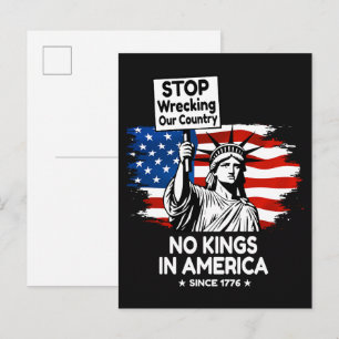 No Kings Day – Stop Wrecking Our Country Protest Invitation Postcard