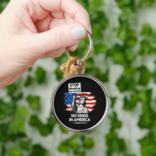 No Kings Day – Stop Wrecking Our Country Protest Keychain