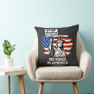 No Kings Day – Stop Wrecking Our Country Protest Throw Pillow