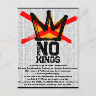 NO KINGS Declaration of Independence AGAIN  Holiday Postcard