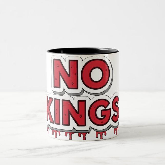 No Kings - Dripping Horror Font Design. Two-Tone Coffee Mug (Center)