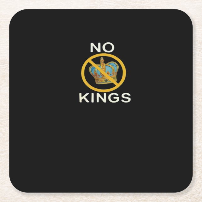 No Kings  Funny Design Square Paper Coaster (Front)