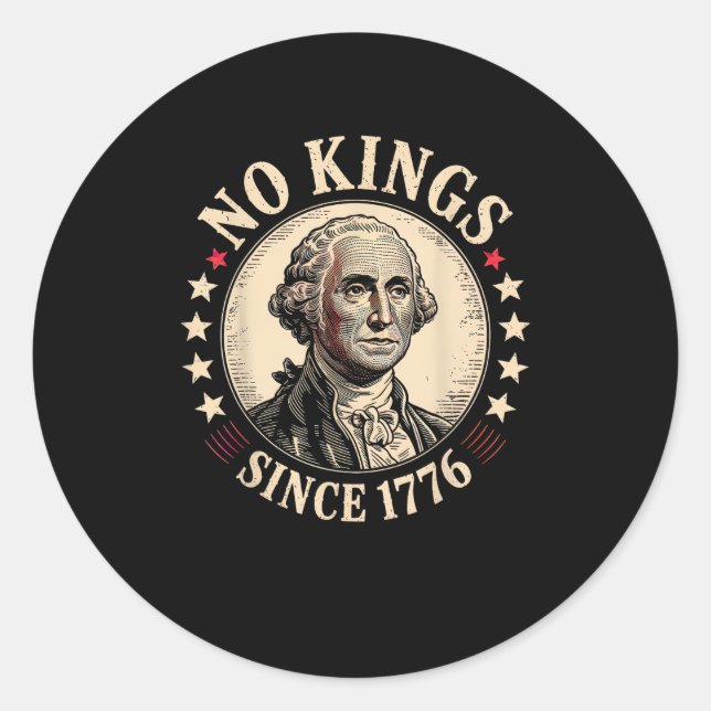 No Kings In America 1776 Freedom Retro Classic Classic Round Sticker (Front)