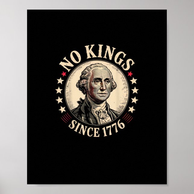 No Kings In America 1776 Freedom Retro Classic Poster (Front)