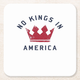 No Kings In America Anti Fascism USA Classic Square Paper Coaster