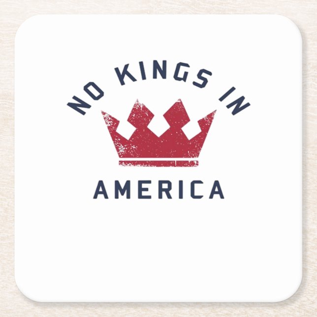No Kings In America Anti Fascism USA Classic Square Paper Coaster (Front)