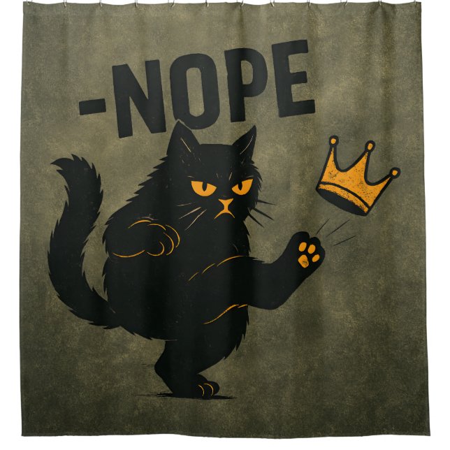 No Kings In America Black Cat Funny Kicking Crown (Front)