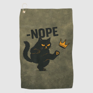 No Kings In America Black Cat Funny Kicking Crown Golf Towel