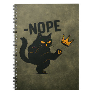 No Kings In America Black Cat Funny Kicking Crown Notebook