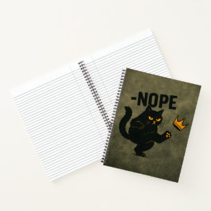 No Kings In America Black Cat Funny Kicking Crown Notebook