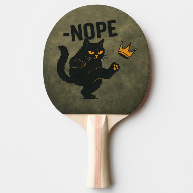 No Kings In America Black Cat Funny Kicking Crown Ping Pong Paddle (Front)