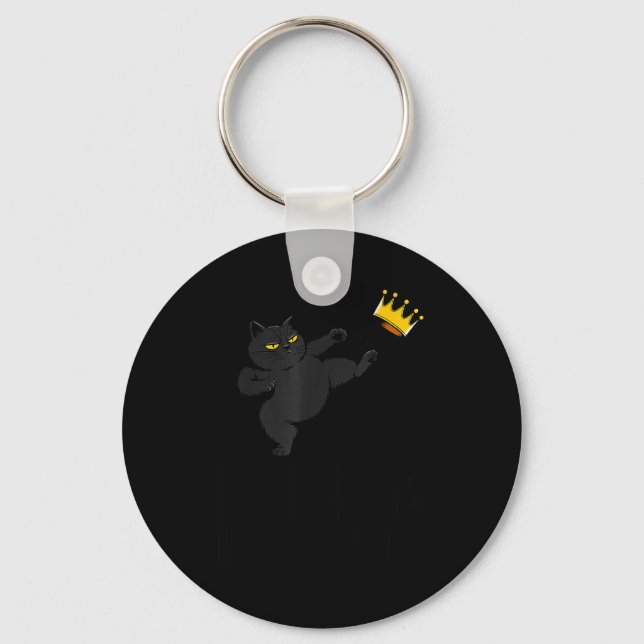 No Kings In America Black Cat Funny Litical Meme 4 Keychain (Front)