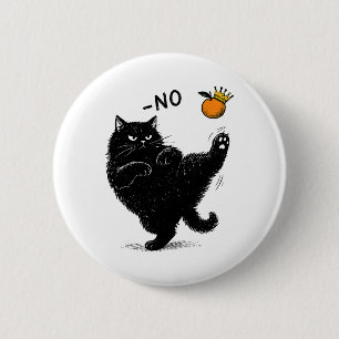 No Kings In America Black Cat Funny Political Meme 2 Inch Round Button