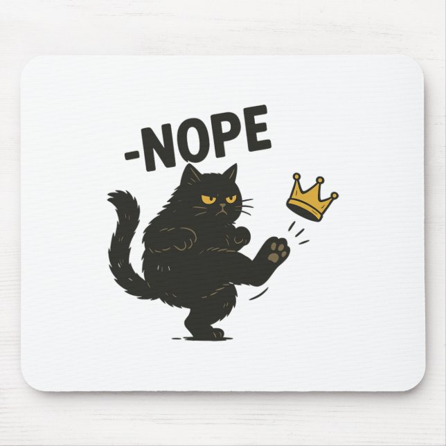No Kings In America Black Cat Funny Political Meme Mouse Pad (Front)