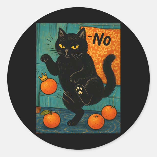 No Kings In America Black Cat Political Anti Trump Classic Round Sticker (Front)