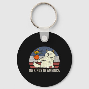 No Kings In America Black Cat Political Anti Trump Keychain