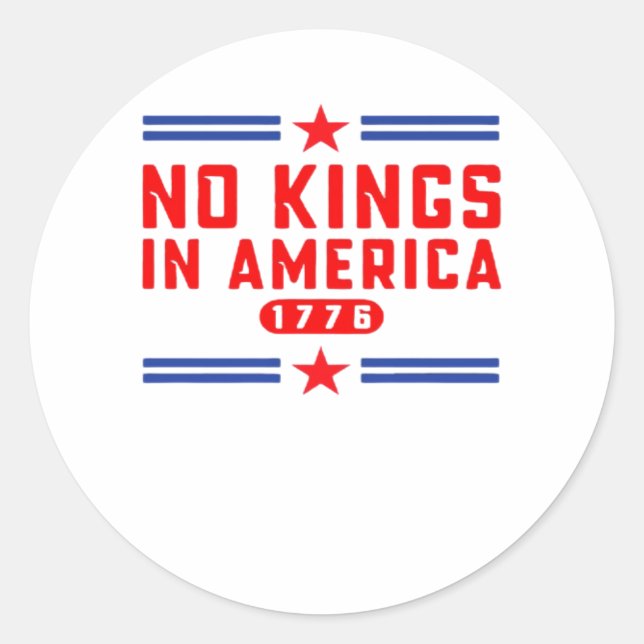 No Kings In America Classic Minimal Clean Classic Round Sticker (Front)