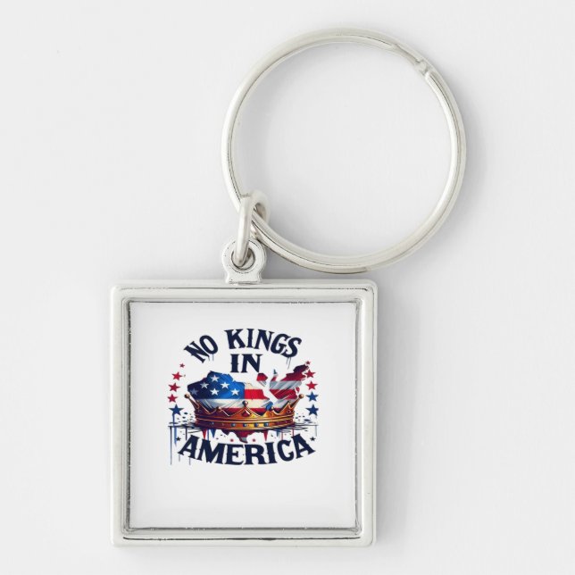 No Kings In America Classic Retro Cool Keychain (Front)