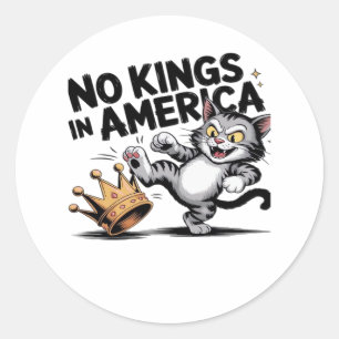 No Kings In America Classic Retro Graphic Round Sticker