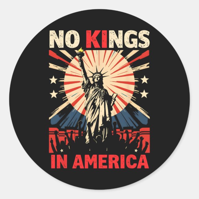 No Kings In America  Classic Round Sticker (Front)