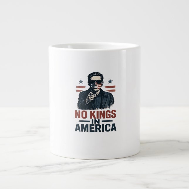 No Kings In America Defend Since 1776 Patriotic Gr Large Coffee Mug (Front)