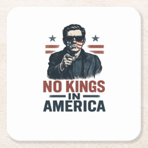 No Kings In America Defend Since 1776 Patriotic Gr Square Paper Coaster