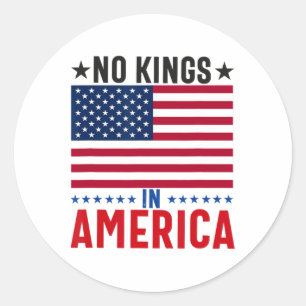 No Kings In America Flag Protest Save Democracy 4  Classic Round Sticker