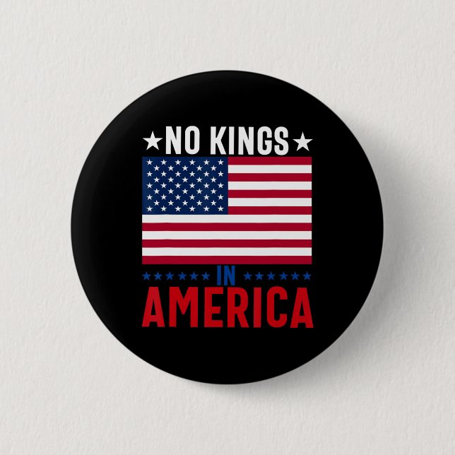 No Kings In America Flag Protest Save Democracy 5  2 Inch Round Button (Front)