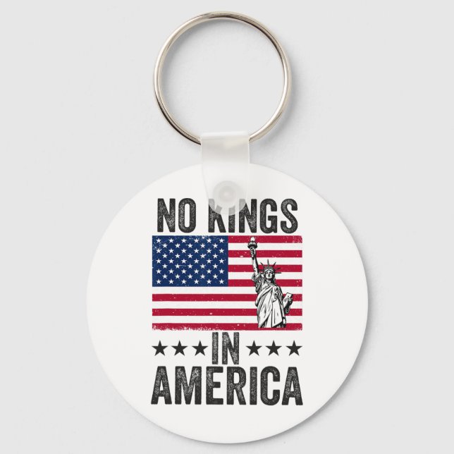 No Kings In America Flag Protest Save Democracy 6  Keychain (Front)