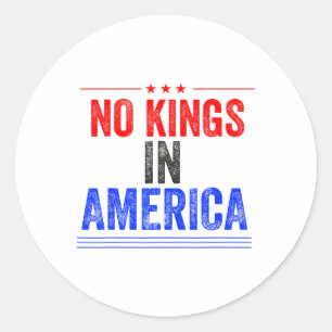 No Kings In America Flag Protest Save Democracy 7  Classic Round Sticker