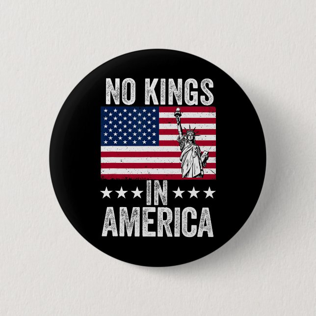 No Kings In America Flag Protest Save Democracy 9  2 Inch Round Button (Front)