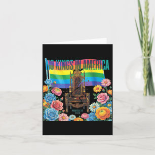 No Kings in America Floral LBGTQ Rainbow Card