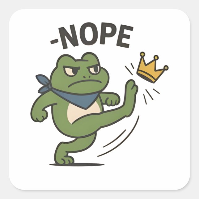 No Kings in America Frog No Kings Democracy Square Sticker (Front)
