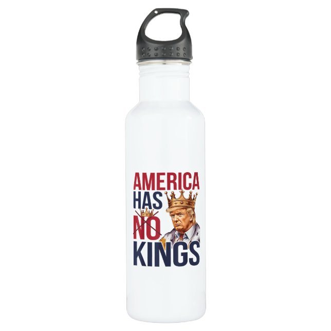 No Kings In America Funny America Has No King Poli 710 Ml Water Bottle (Front)