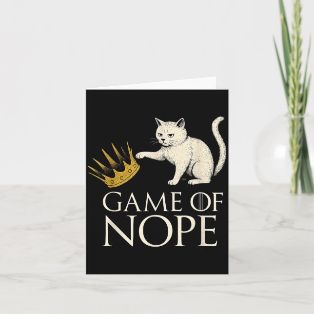 No Kings In America Funny Black Cat Kicking Crown  Card (Front)