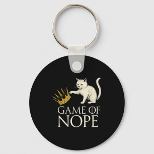 No Kings In America Funny Black Cat Kicking Crown Keychain