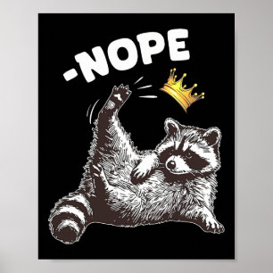 No Kings In America Funny Raccoon Funny Political Poster