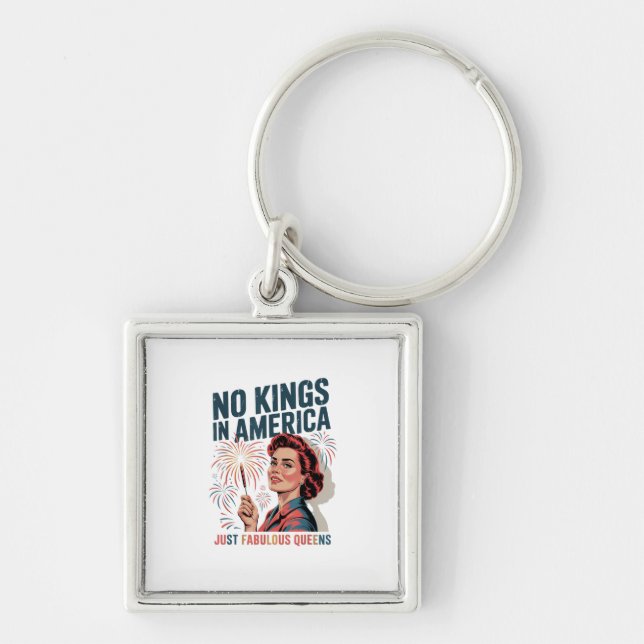 No Kings In America Just Famulous Queens Pride Mon Keychain (Front)