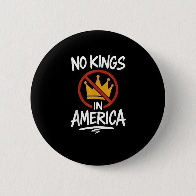 No Kings In America No Crown Minimal Clean 2 Inch Round Button (Front)