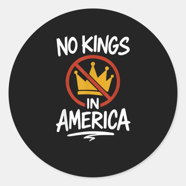 No Kings In America No Crown Minimal Clean Classic Round Sticker (Front)