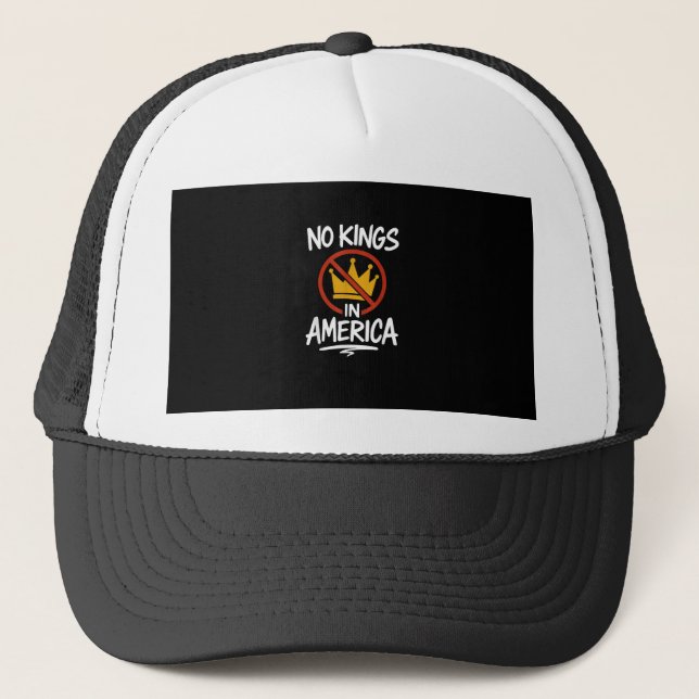 No Kings In America No Crown Minimal Clean Trucker Hat (Front)