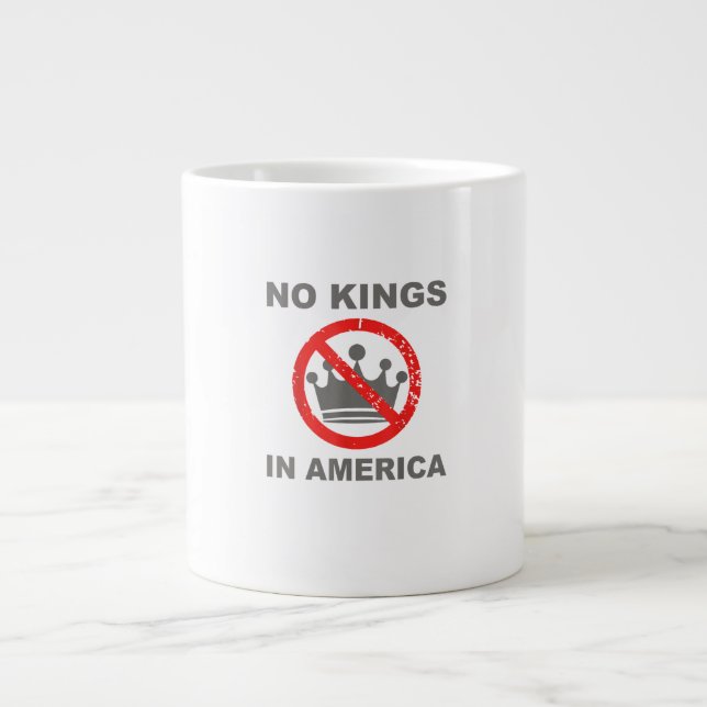 No Kings In America Patriotic Casual Large Coffee Mug (Front)