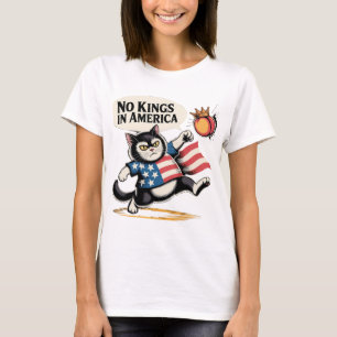 No Kings in America Patriotic Cat T-Shirt