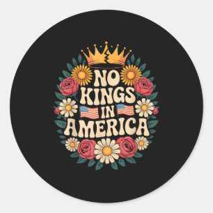No Kings In America Patriotic Democracy Dom Retro  Classic Round Sticker