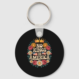 No Kings In America Patriotic Democracy Dom Retro Keychain