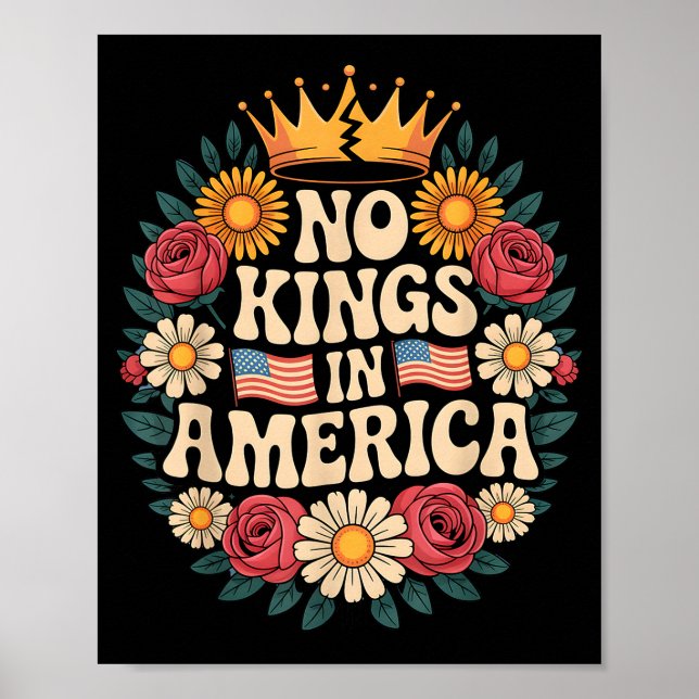No Kings In America Patriotic Democracy Dom Retro  Poster (Front)