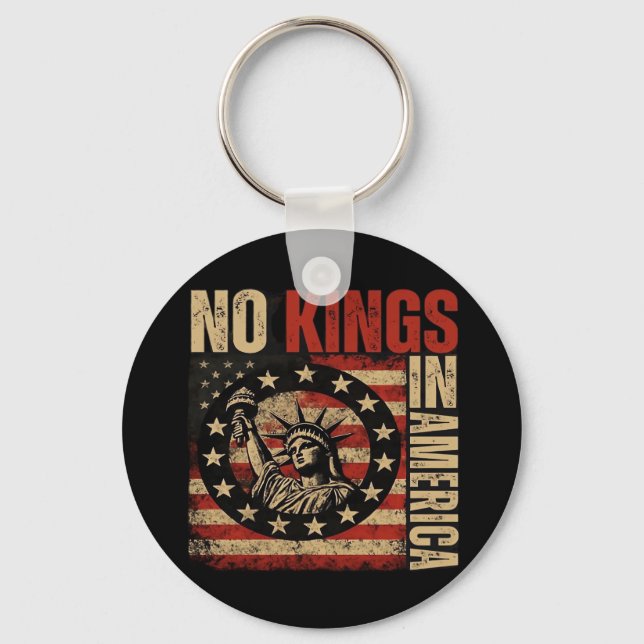 No Kings In America Patriotic Grunge Classic Vinta Keychain (Front)