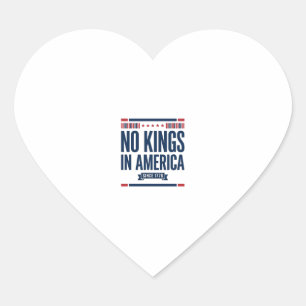 No Kings in America Patriotic Vintage Vector Desig Heart Sticker